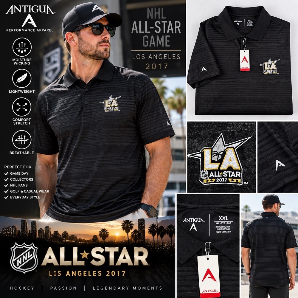 NHL All-Star Game LA Kings Antigua Black Shirt Polo XXL 2017 Hockey NWT Allstar
